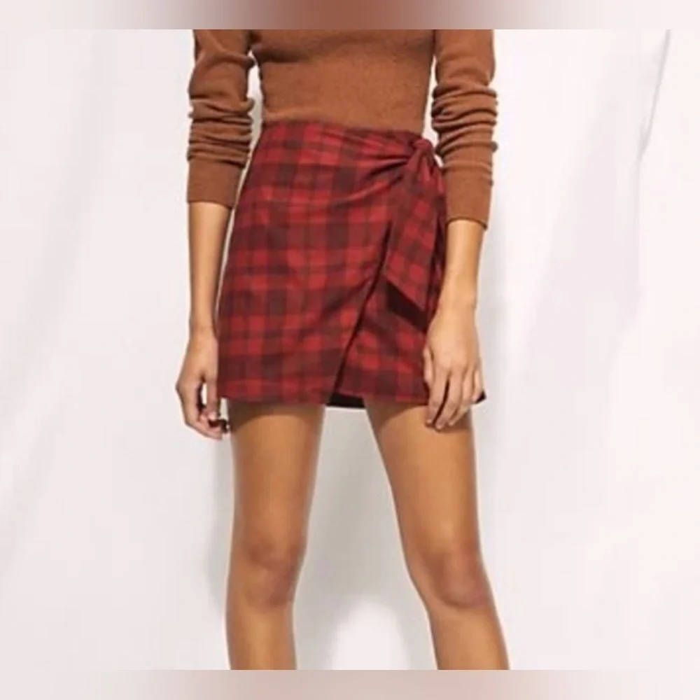 Aritzia Wilfred Wool Blend Wrap Tie Front Mini Skirt New WT Waist 14 1/2”